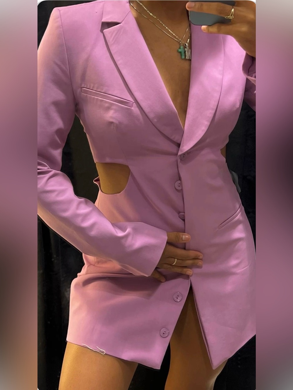 Zara Lilac Purple Cut-Out Blazer Dress